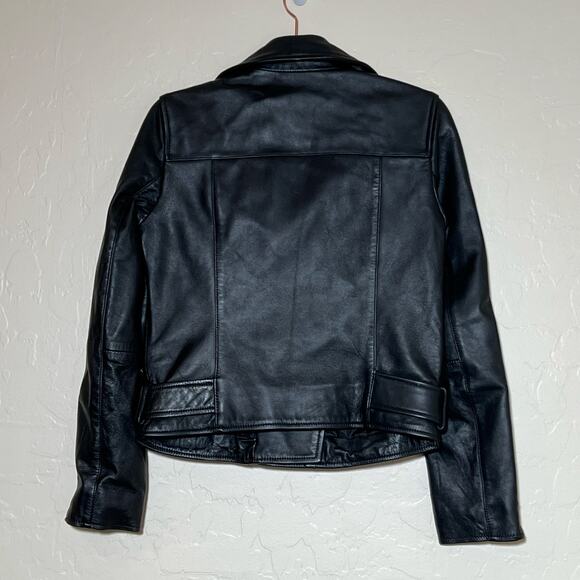 Quince 100% Leather Motorcycle Jacket Biker sz Medium Moto Women's Sheepskin - Picture 6 of 11